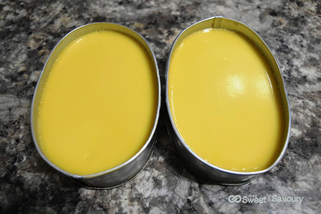 leche flan out of the oven