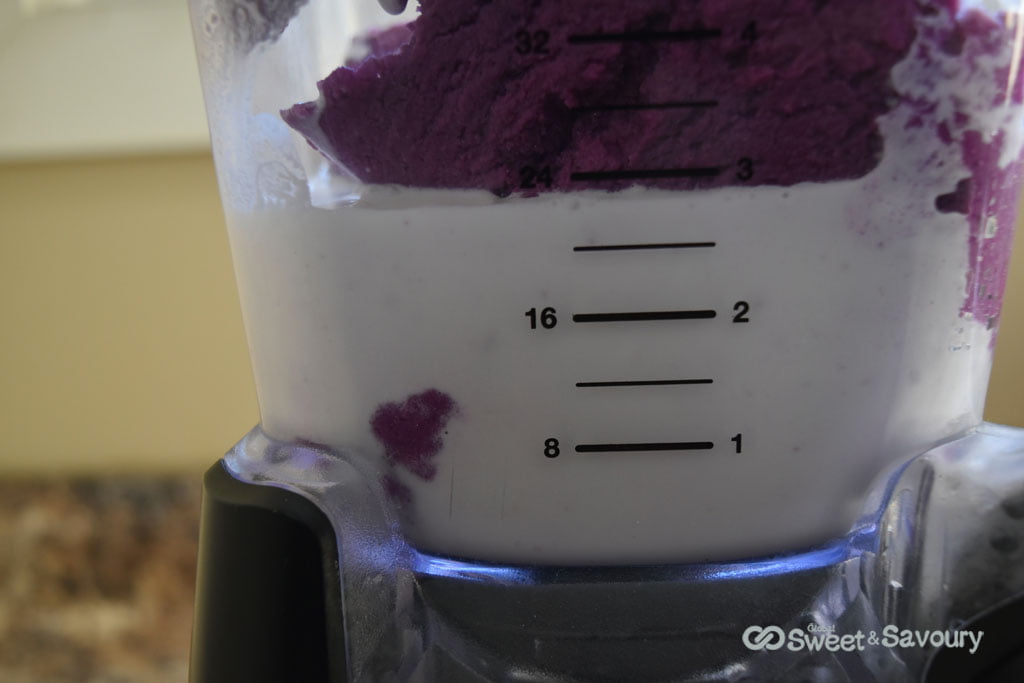 ube + coconut milk puree to make ube halaya